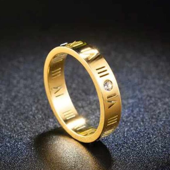 Gold Roman Numeral Ring - Picture 1 of 3